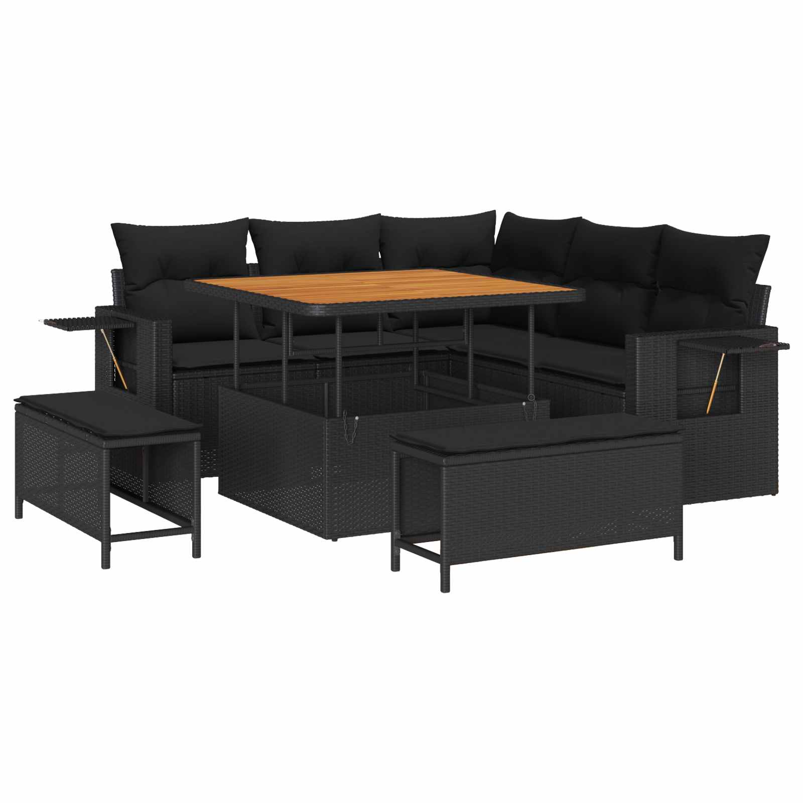 vidaXL Gartensofa-set mit Kissen 8 pcs Schwarz Poly-Rattan