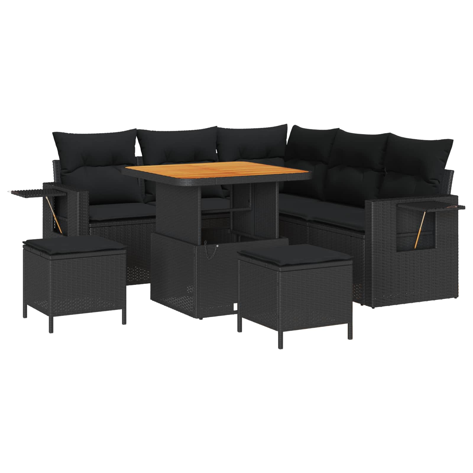 vidaXL Gartensofa-set mit Kissen 8 pcs Schwarz Poly-Rattan