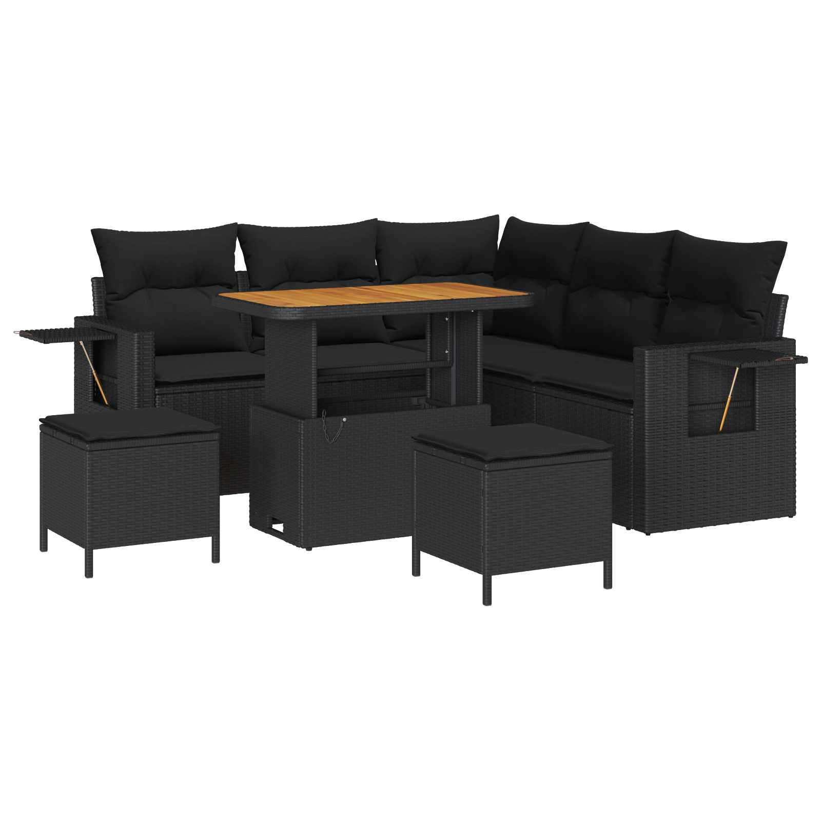 vidaXL Gartensofa-set mit Kissen 8 pcs Schwarz Poly-Rattan