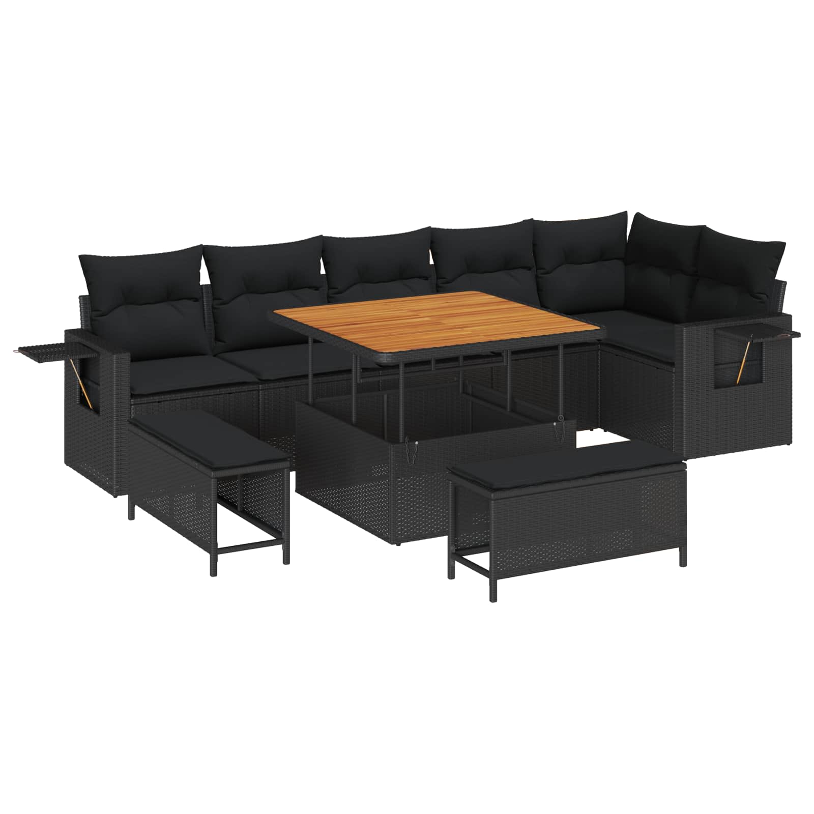 vidaXL Garten-Sofa-Set 9 pcs Schwarz Poly-Rattan