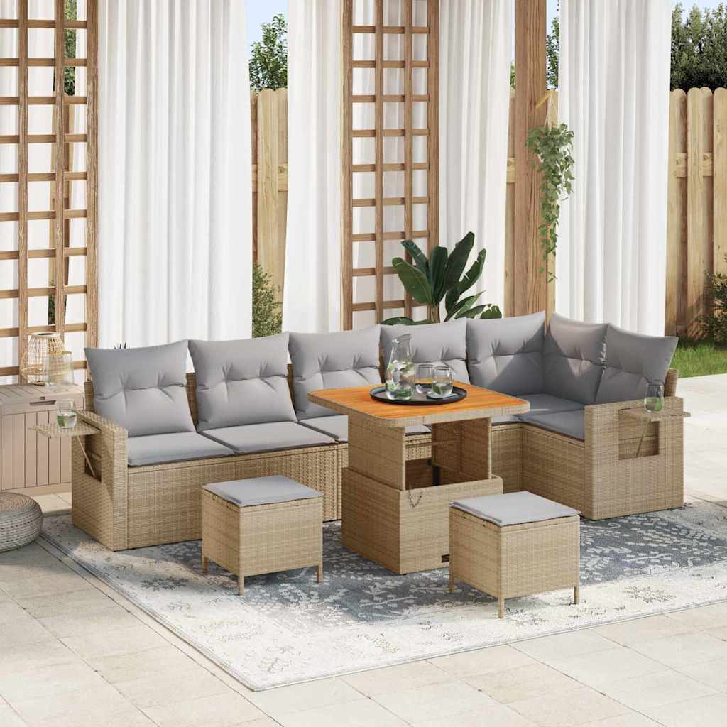 Garten-Sofa-Set 9 pcs Schwarz Poly-Rattan