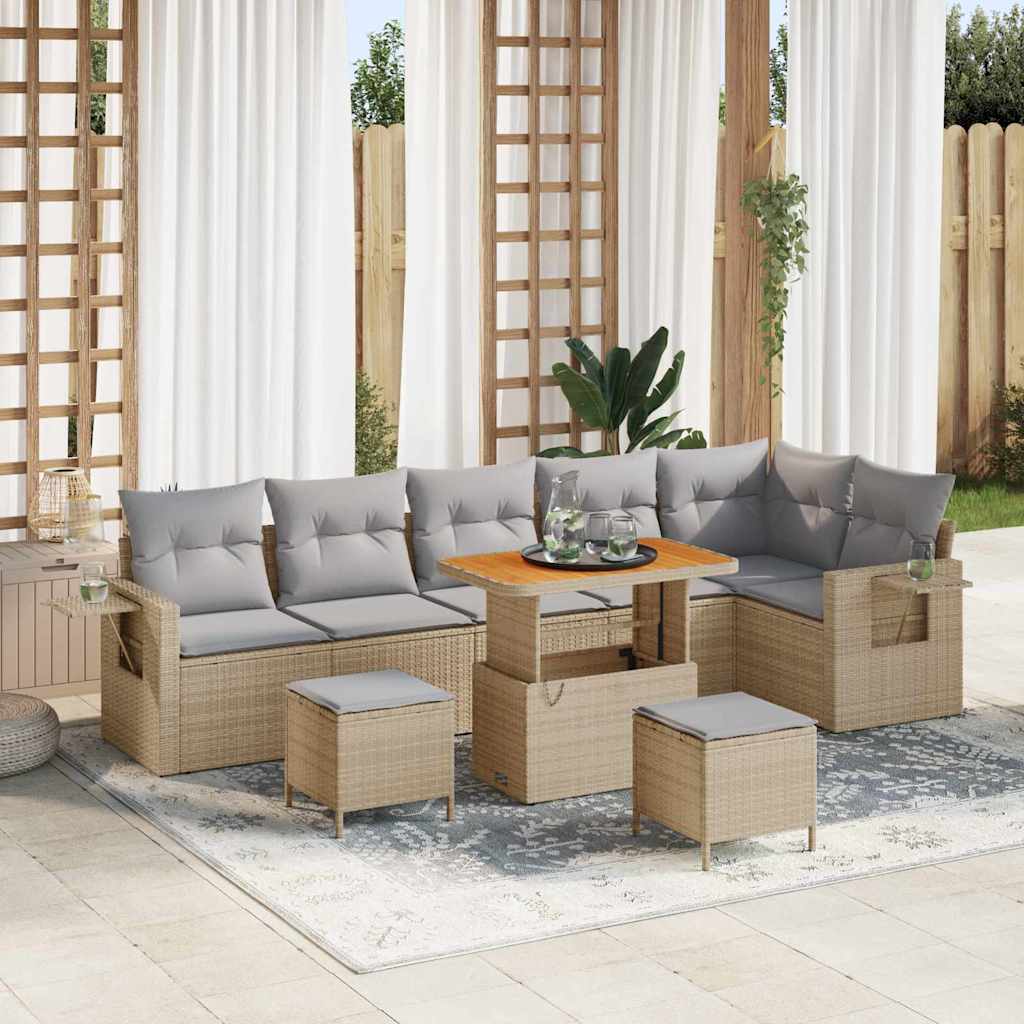 Garten-Sofa-Set 9 pcs Schwarz Poly-Rattan