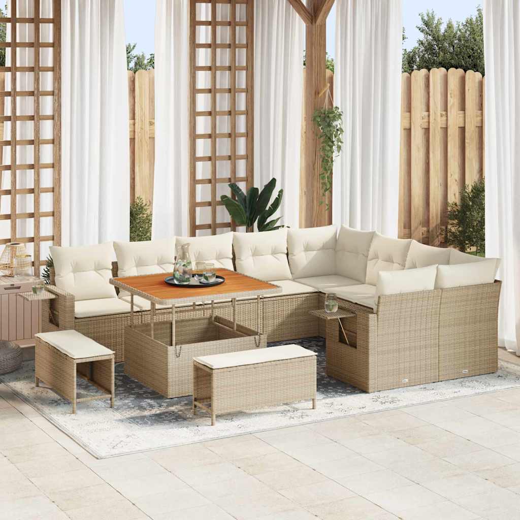 Gartensofa-set 12 pcs Schwarz Poly-Rattan