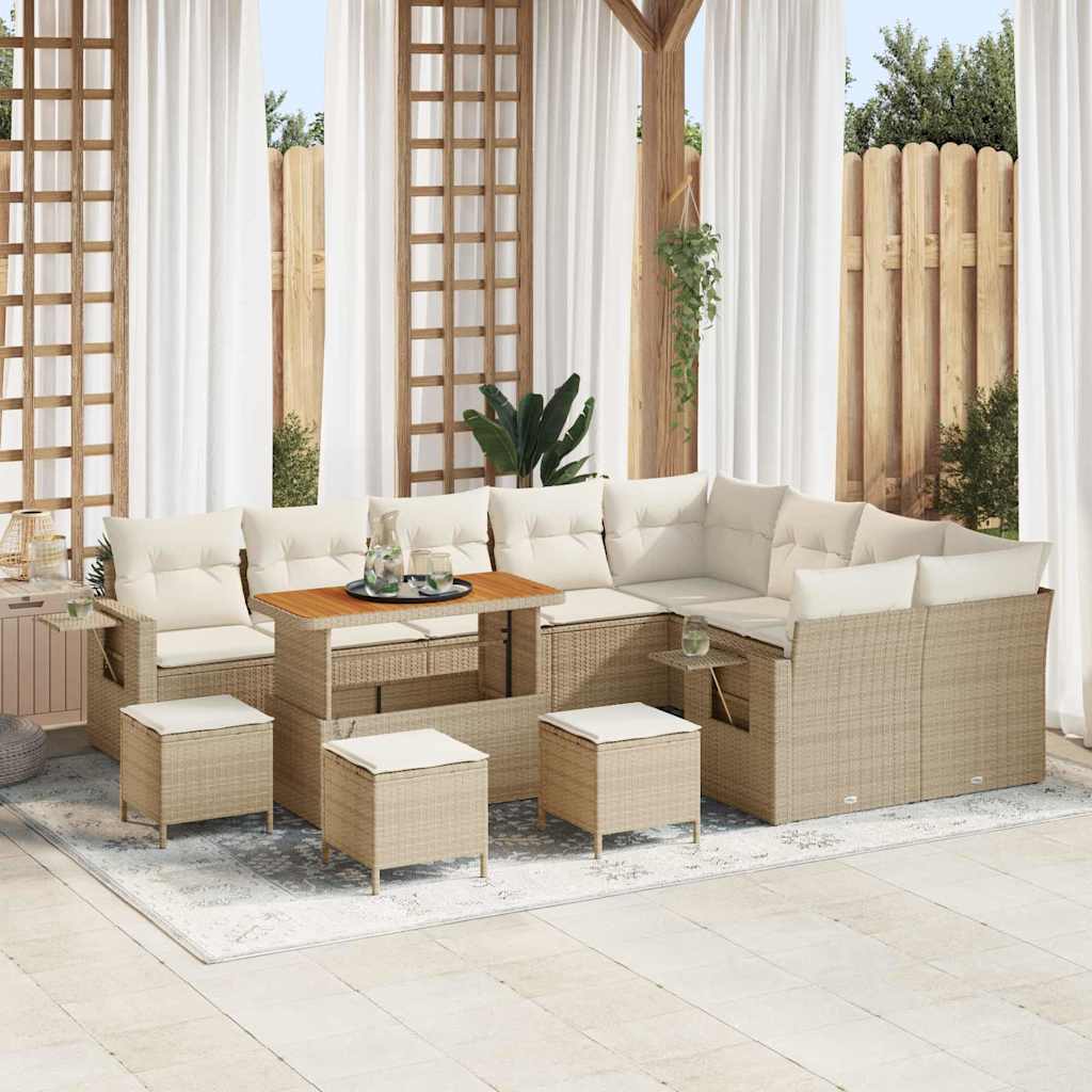 Gartensofa-set 12 pcs Schwarz Poly-Rattan