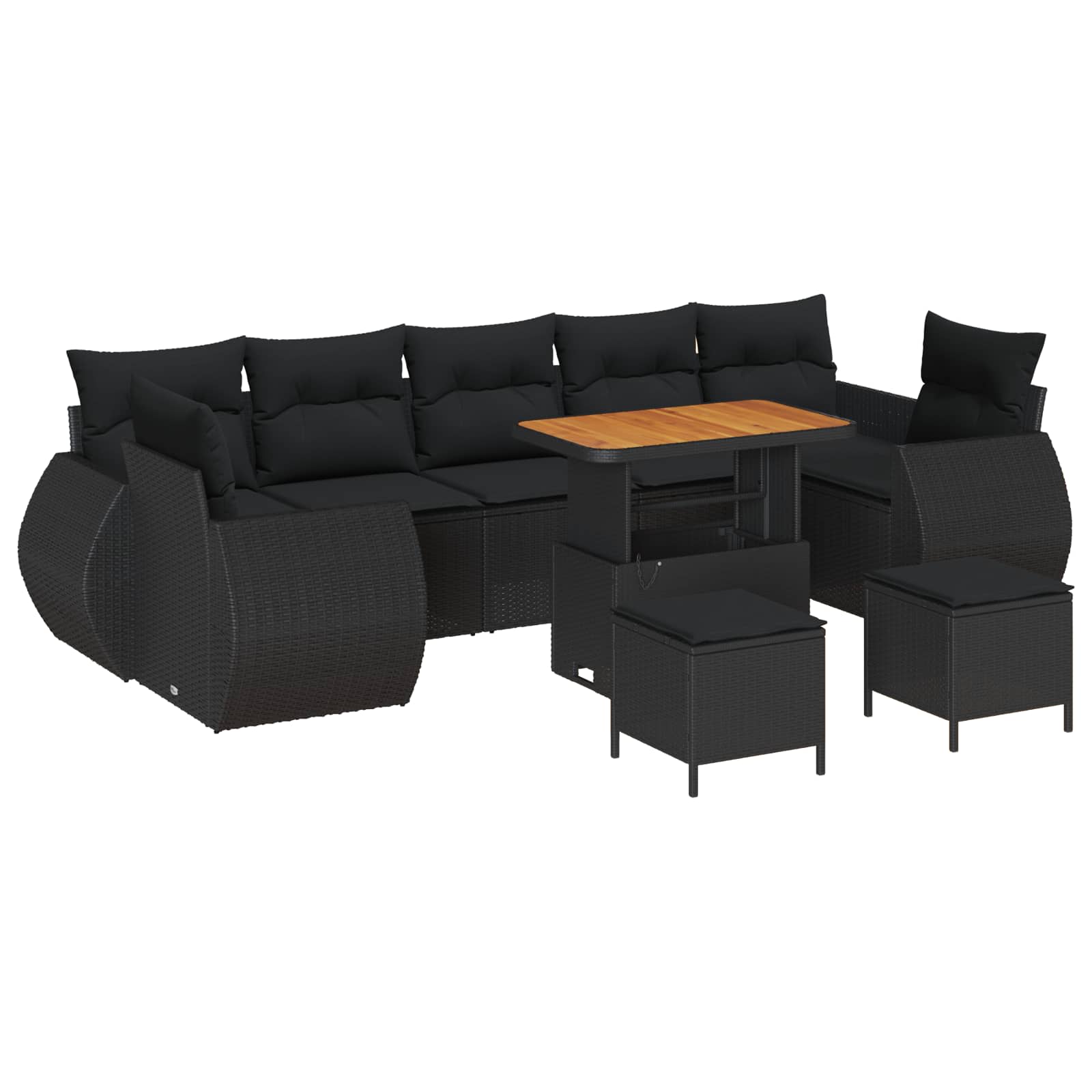 vidaXL Garten-Sofa-Set 10 pcs Schwarz Poly-Rattan