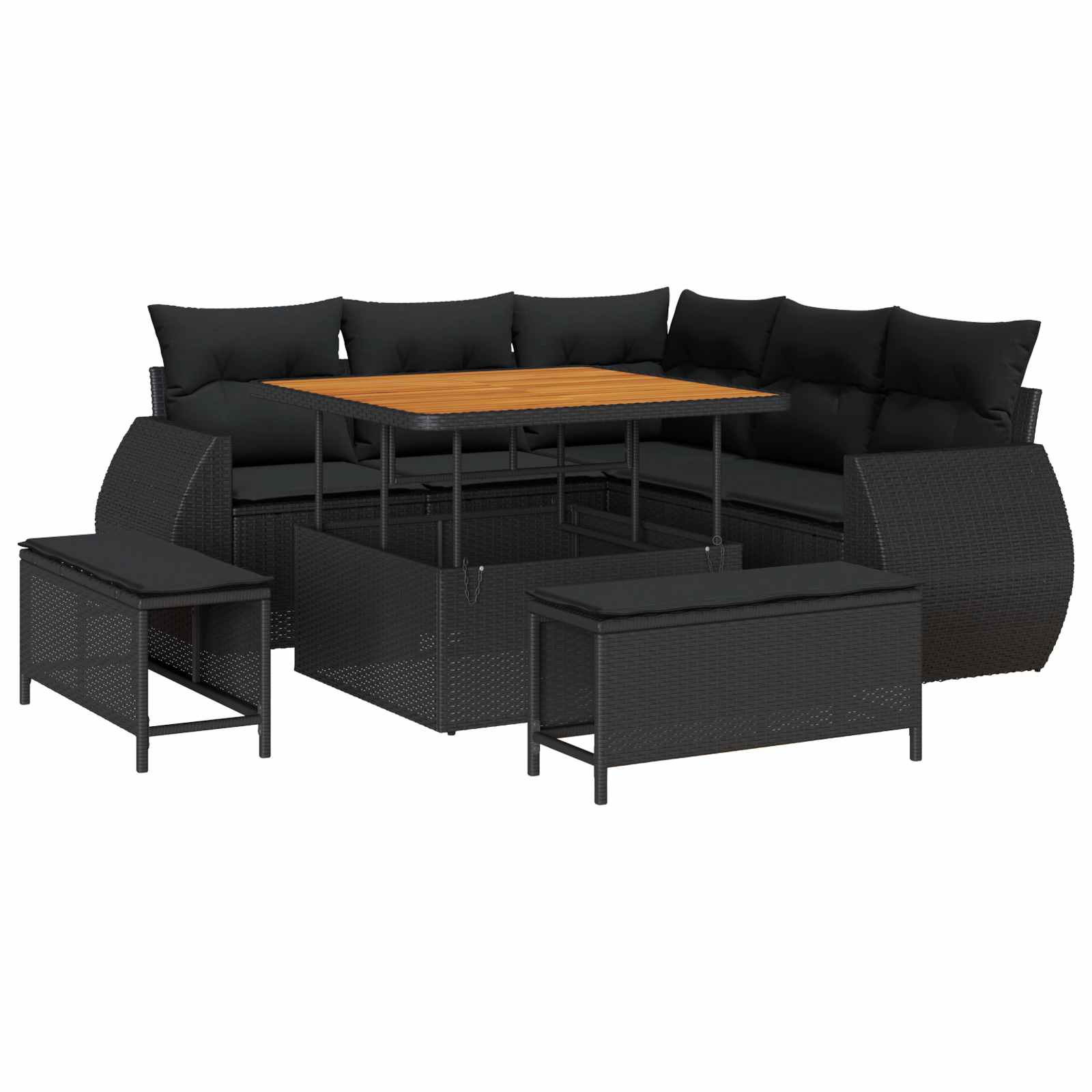 vidaXL Gartensofa-set 8 pcs Schwarz Poly-Rattan