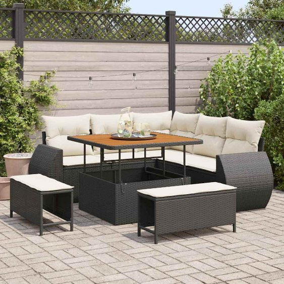 vidaXL Gartensofa-set 8 pcs Schwarz Poly-Rattan