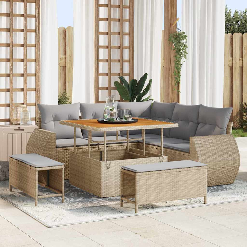 vidaXL Gartensofa-set 8 pcs Schwarz Poly-Rattan