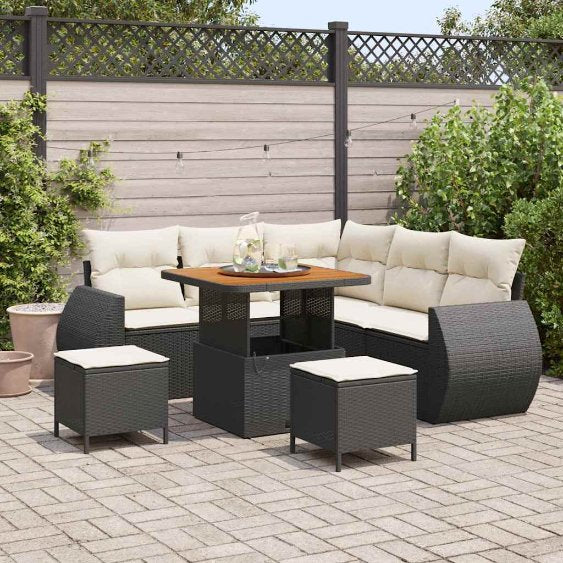 vidaXL Gartensofa-set 8 pcs Schwarz Poly-Rattan