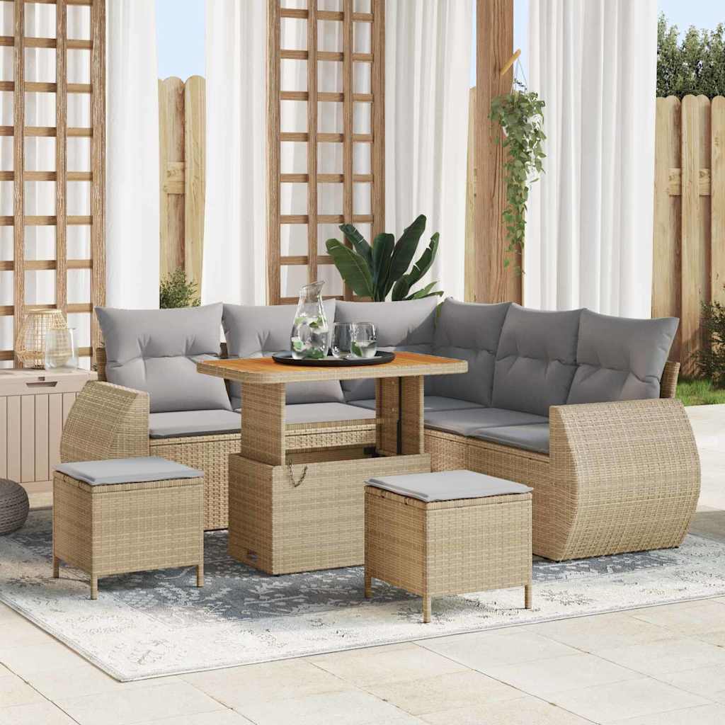 vidaXL Gartensofa-set 8 pcs Schwarz Poly-Rattan