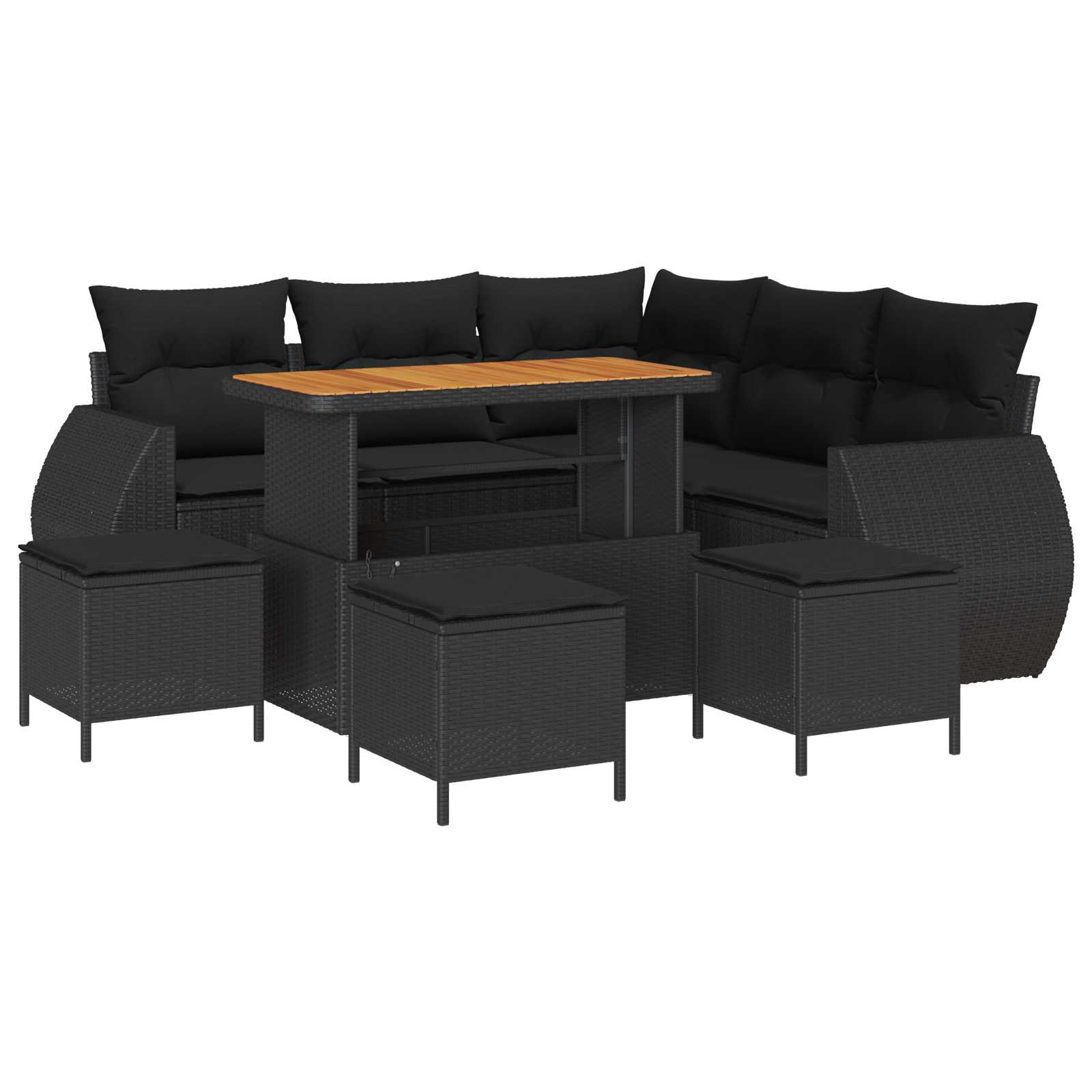 vidaXL Gartensofa-set 8 pcs Schwarz Poly-Rattan