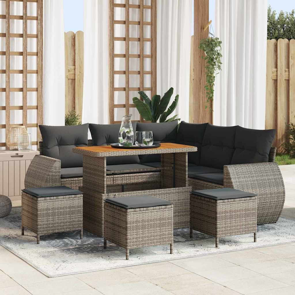 vidaXL Gartensofa-set 8 pcs Schwarz Poly-Rattan