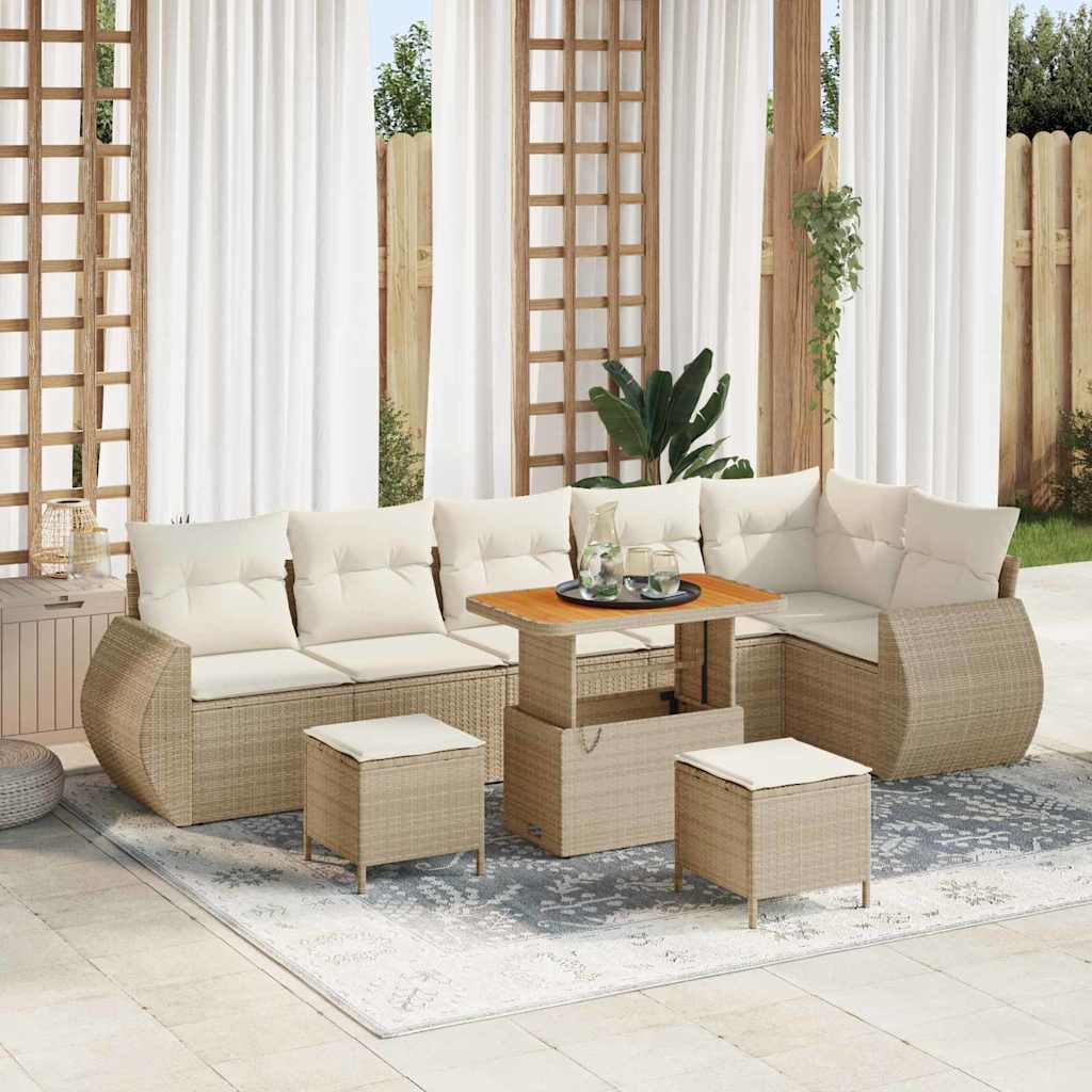 Gartensofa-set 9 pcs Schwarz Poly-Rattan