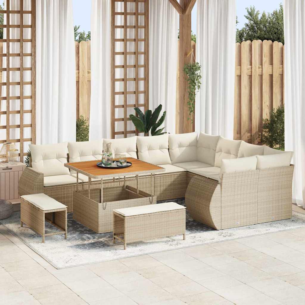 Garten-Sofa-Set 12 pcs Schwarz Poly-Rattan