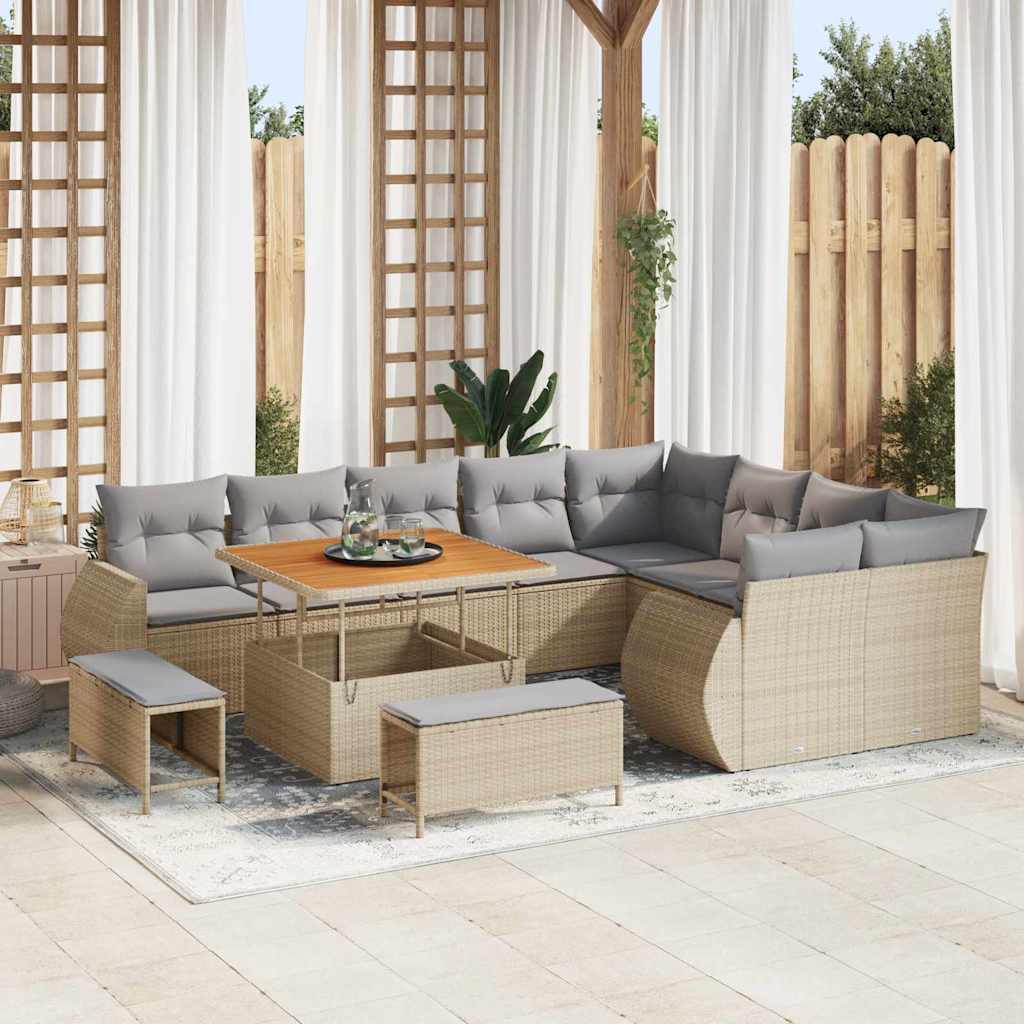 Garten-Sofa-Set 12 pcs Schwarz Poly-Rattan