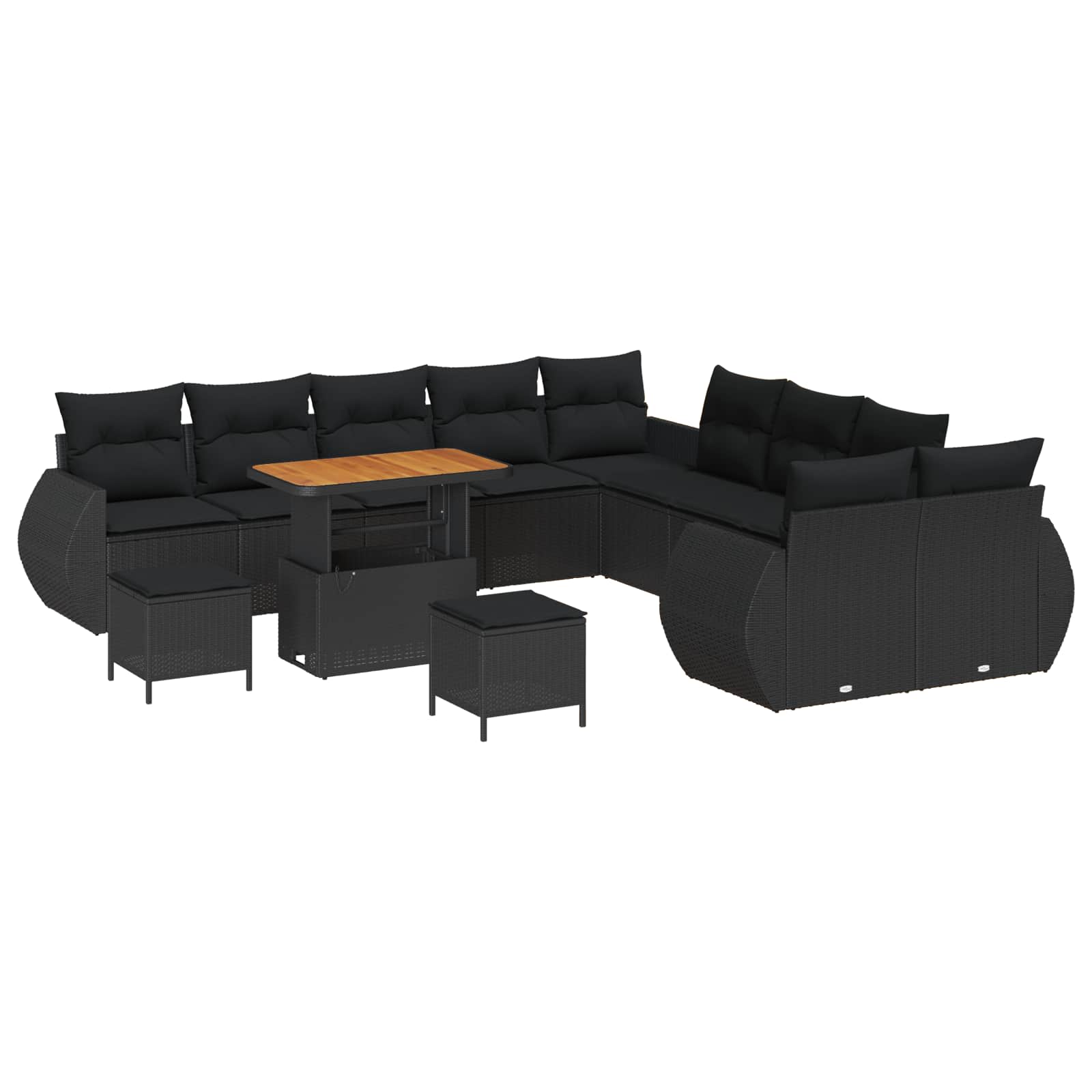 vidaXL Garten-Sofa-Set 13 pcs Schwarz Poly-Rattan
