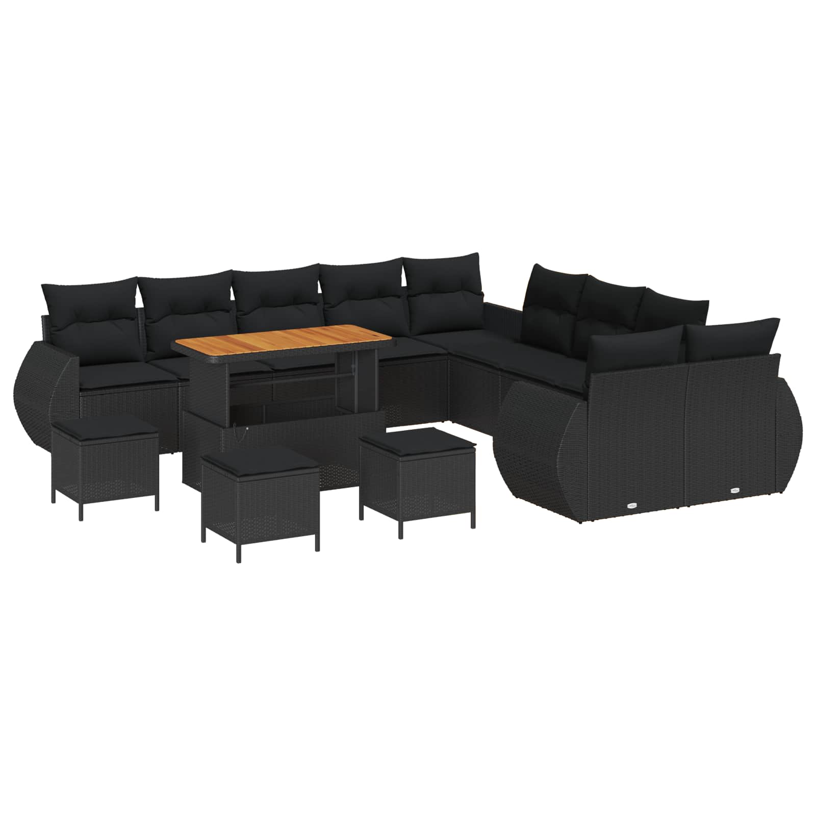 vidaXL Garten-Sofa-Set 13 pcs Schwarz Poly-Rattan