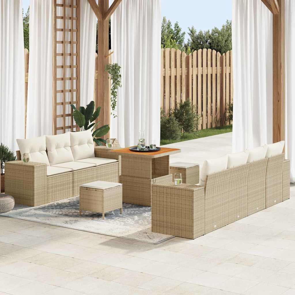 vidaXL Garten-Sofa-Set 10 pcs Schwarz Poly-Rattan
