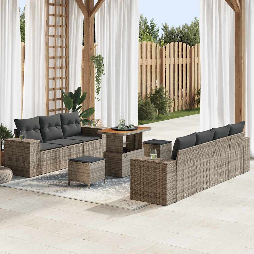 vidaXL Garten-Sofa-Set 10 pcs Schwarz Poly-Rattan