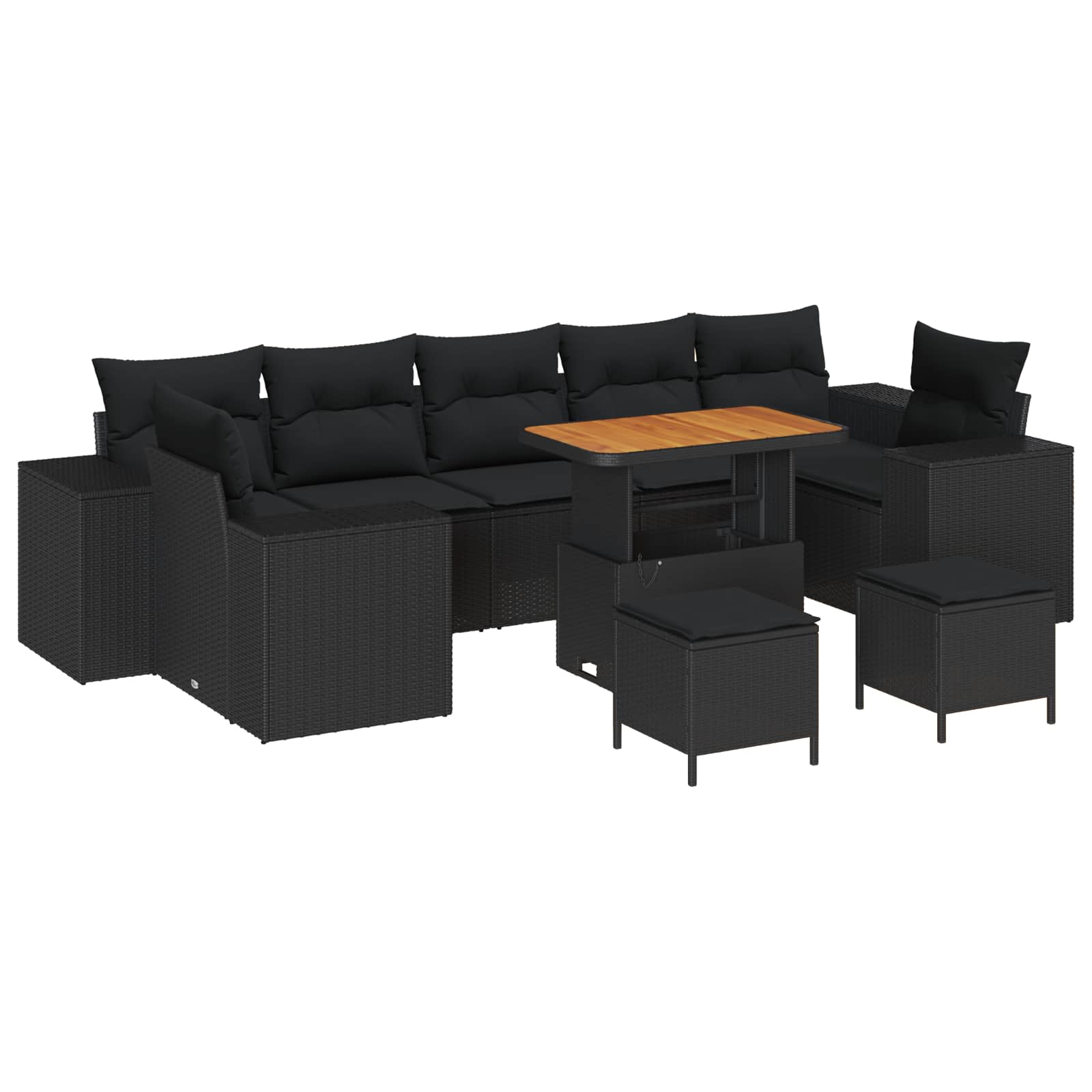 vidaXL Garten-Sofa-Set 10 pcs Schwarz Poly-Rattan