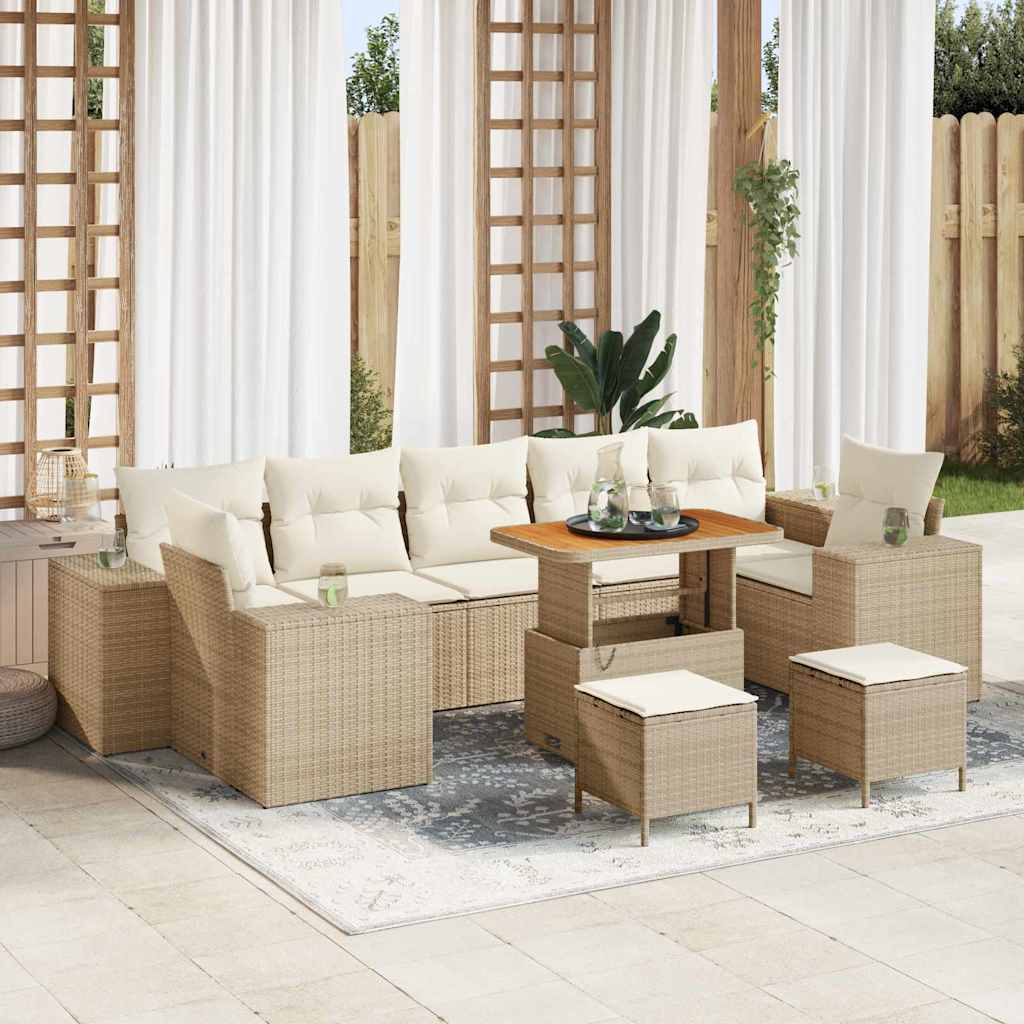 vidaXL Garten-Sofa-Set 10 pcs Schwarz Poly-Rattan