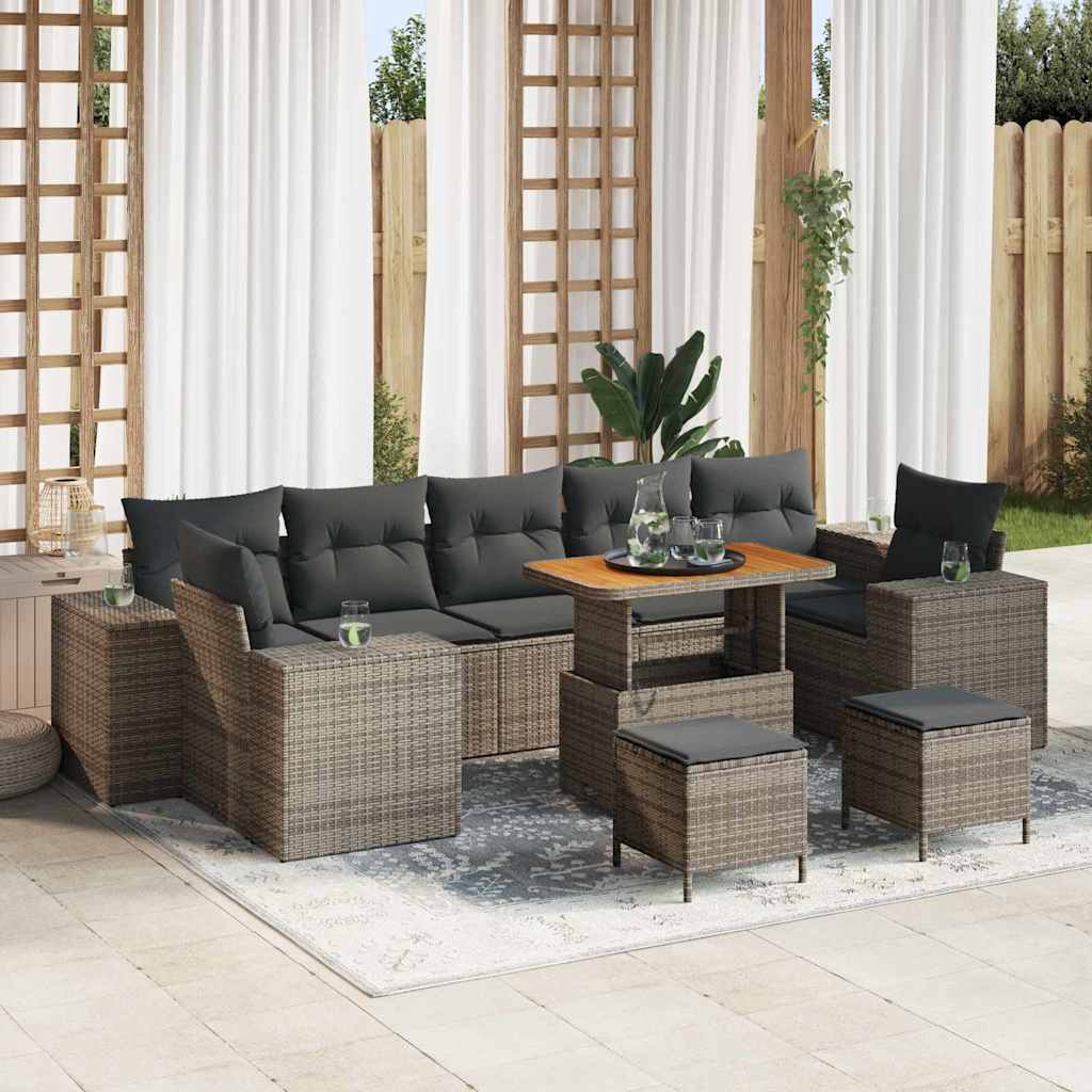 vidaXL Garten-Sofa-Set 10 pcs Schwarz Poly-Rattan