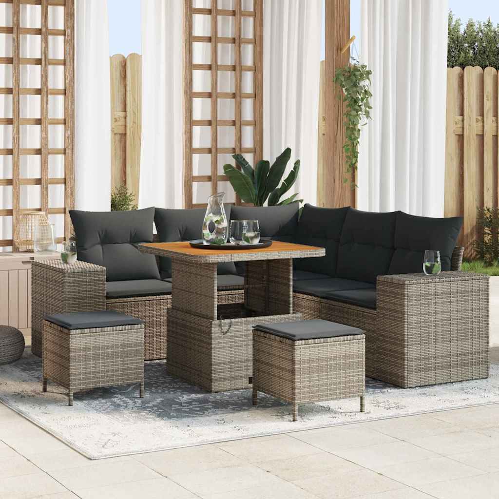 vidaXL Gartensofa-set mit Kissen 8 pcs Schwarz Poly-Rattan