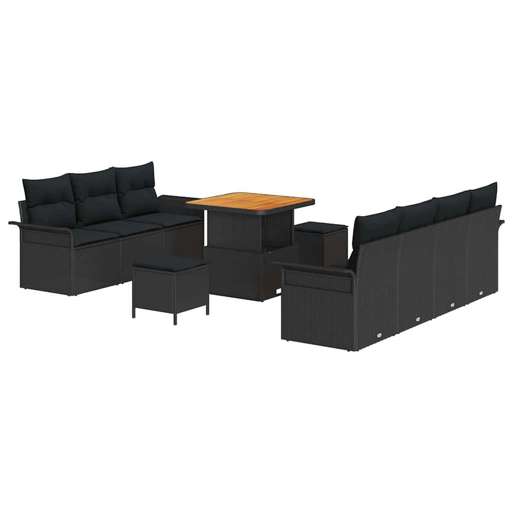 vidaXL Garten-Sofa-Set 10 pcs Schwarz Poly-Rattan