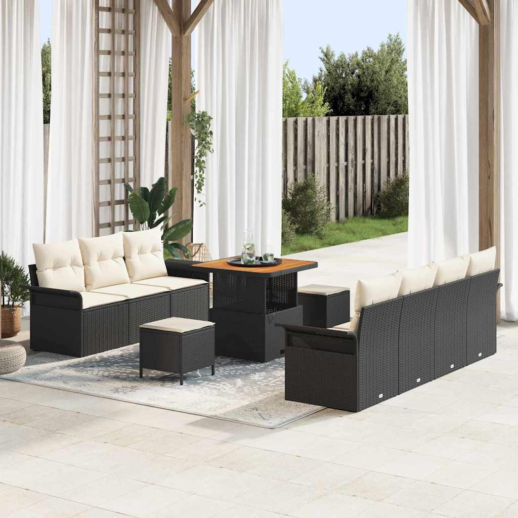 vidaXL Garten-Sofa-Set 10 pcs Schwarz Poly-Rattan