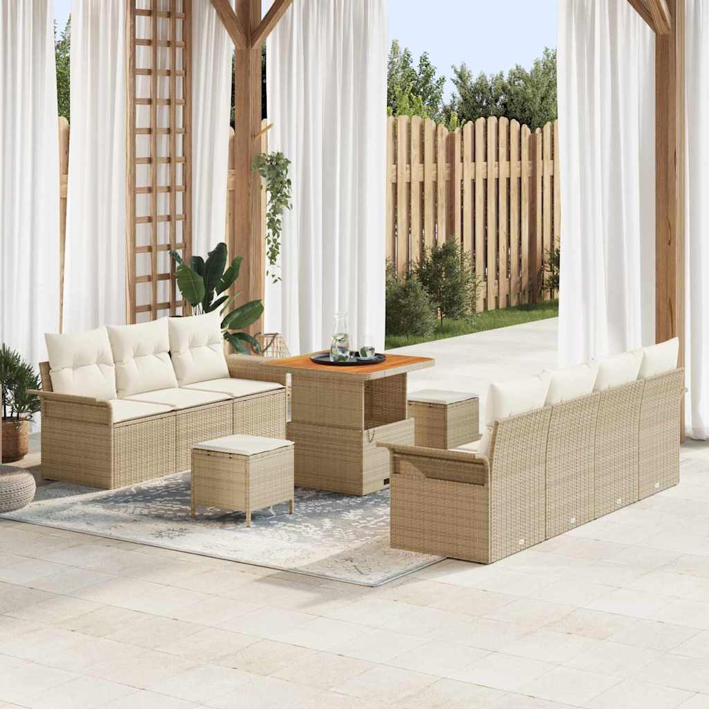 vidaXL Garten-Sofa-Set 10 pcs Schwarz Poly-Rattan