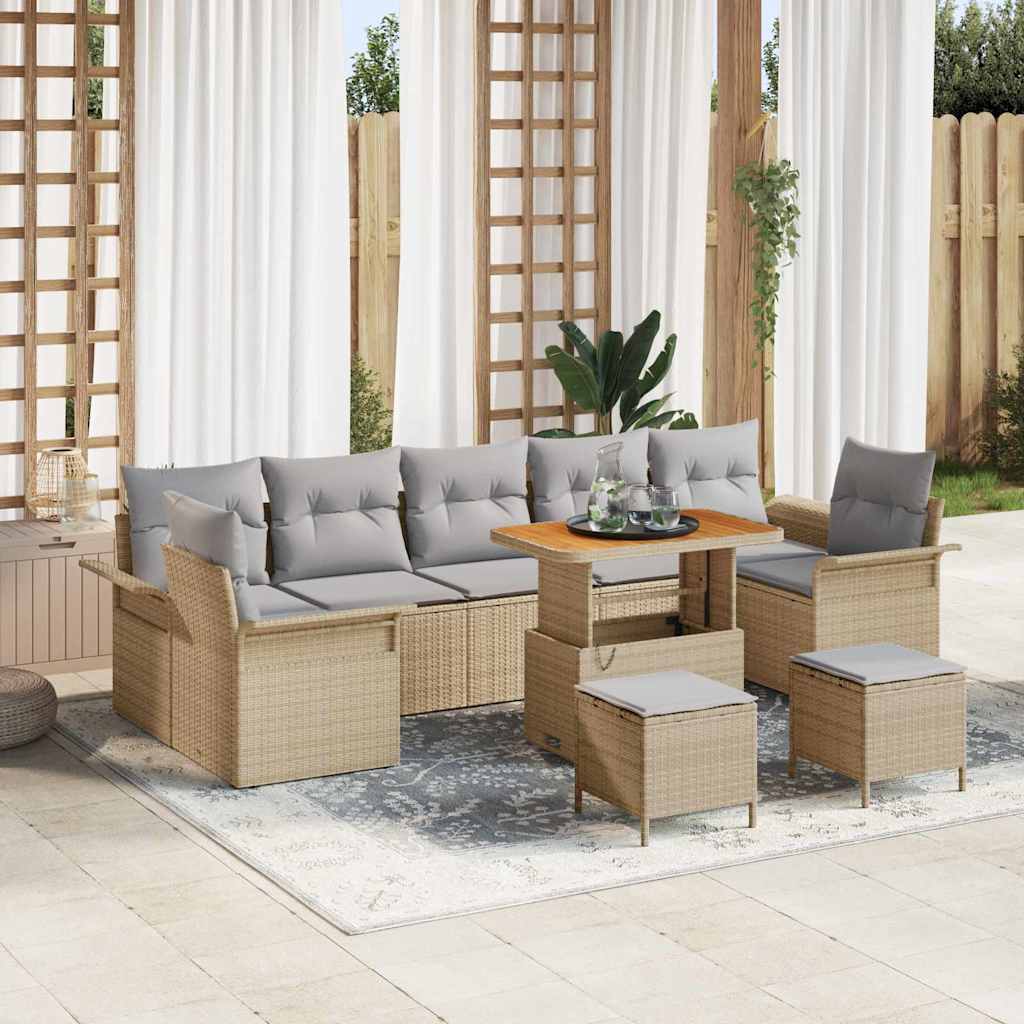 Garten-Sofa-Set 10 pcs Schwarz Poly-Rattan