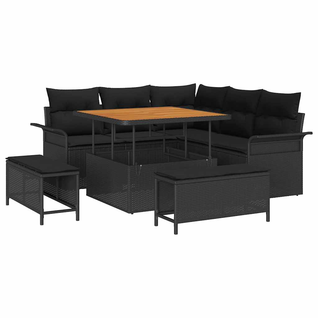 vidaXL Garten-Sofa-Set 8 pcs Schwarz Poly-Rattan