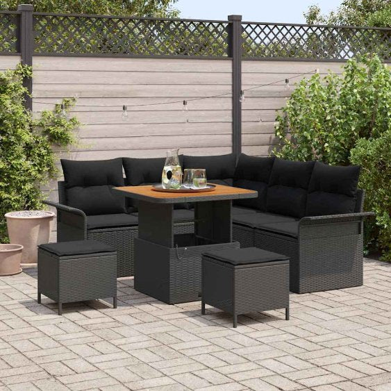 vidaXL Garten-Sofa-Set 8 pcs Schwarz Poly-Rattan