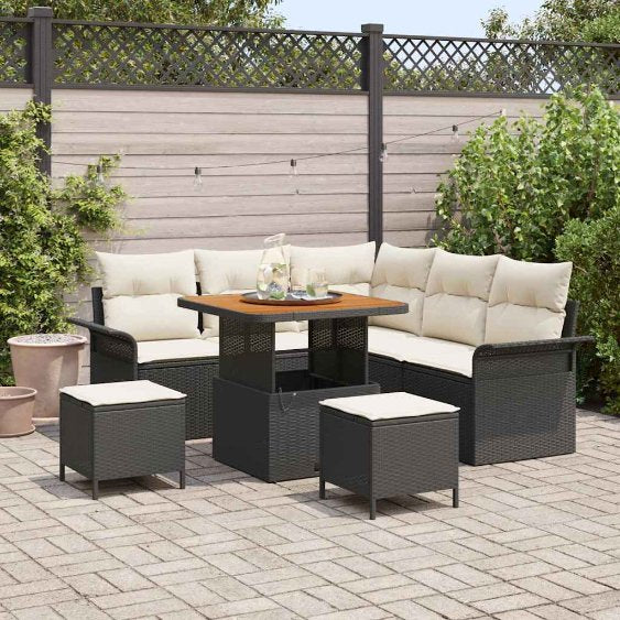 vidaXL Garten-Sofa-Set 8 pcs Schwarz Poly-Rattan