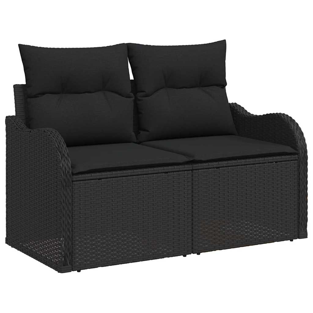 vidaXL Gartensofa-set mit Kissen 10 pcs Schwarz Poly-Rattan