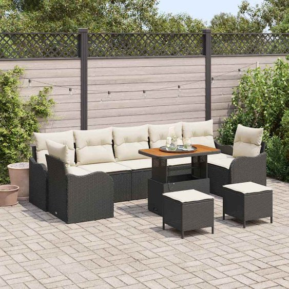 vidaXL Garten-Sofa-Set 10 pcs Schwarz Poly-Rattan