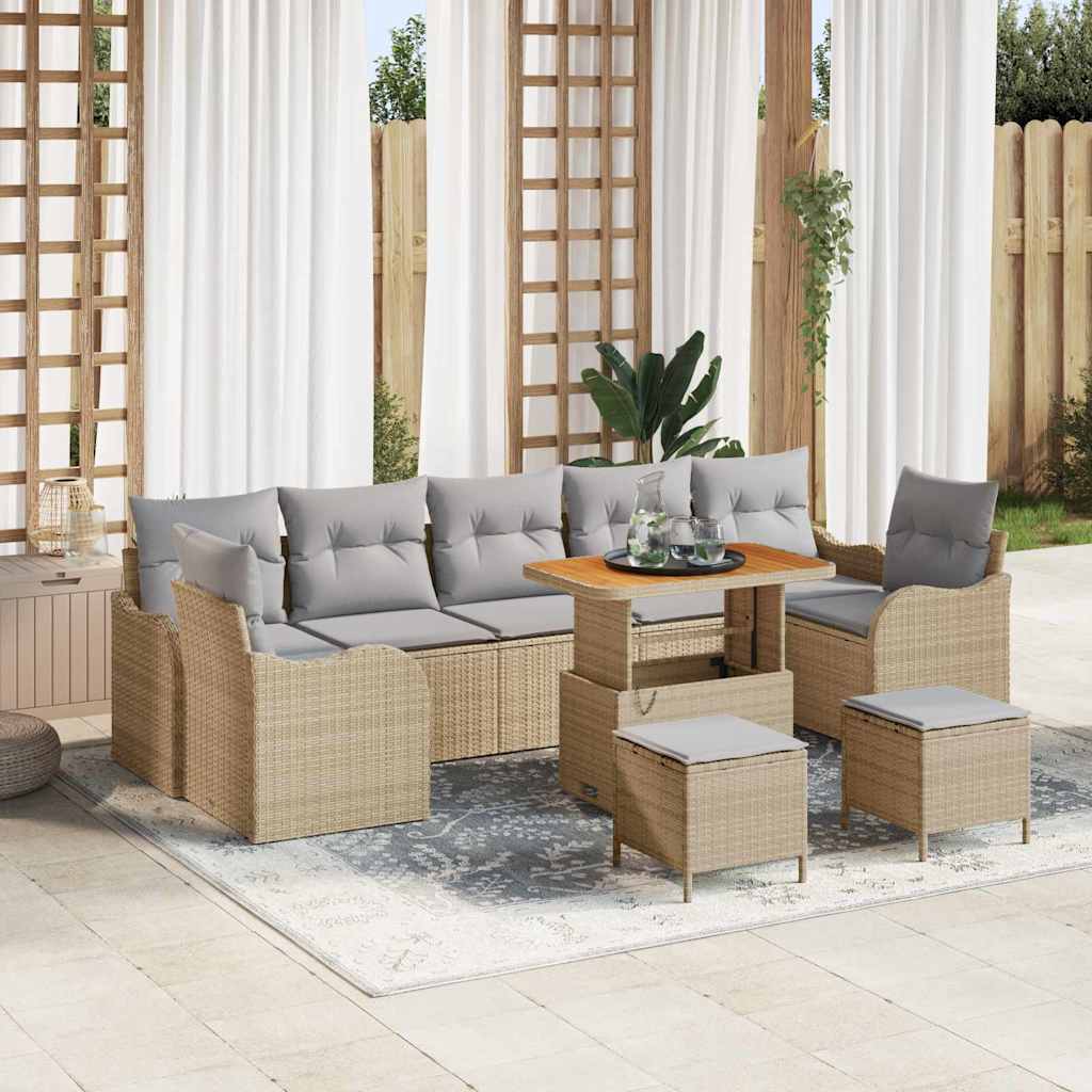 vidaXL Garten-Sofa-Set 10 pcs Schwarz Poly-Rattan