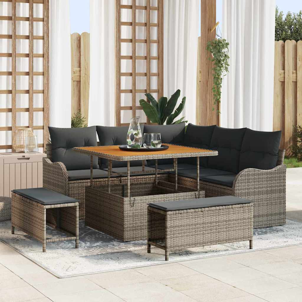 vidaXL Garten-Sofa-Set 8 pcs Schwarz Poly-Rattan
