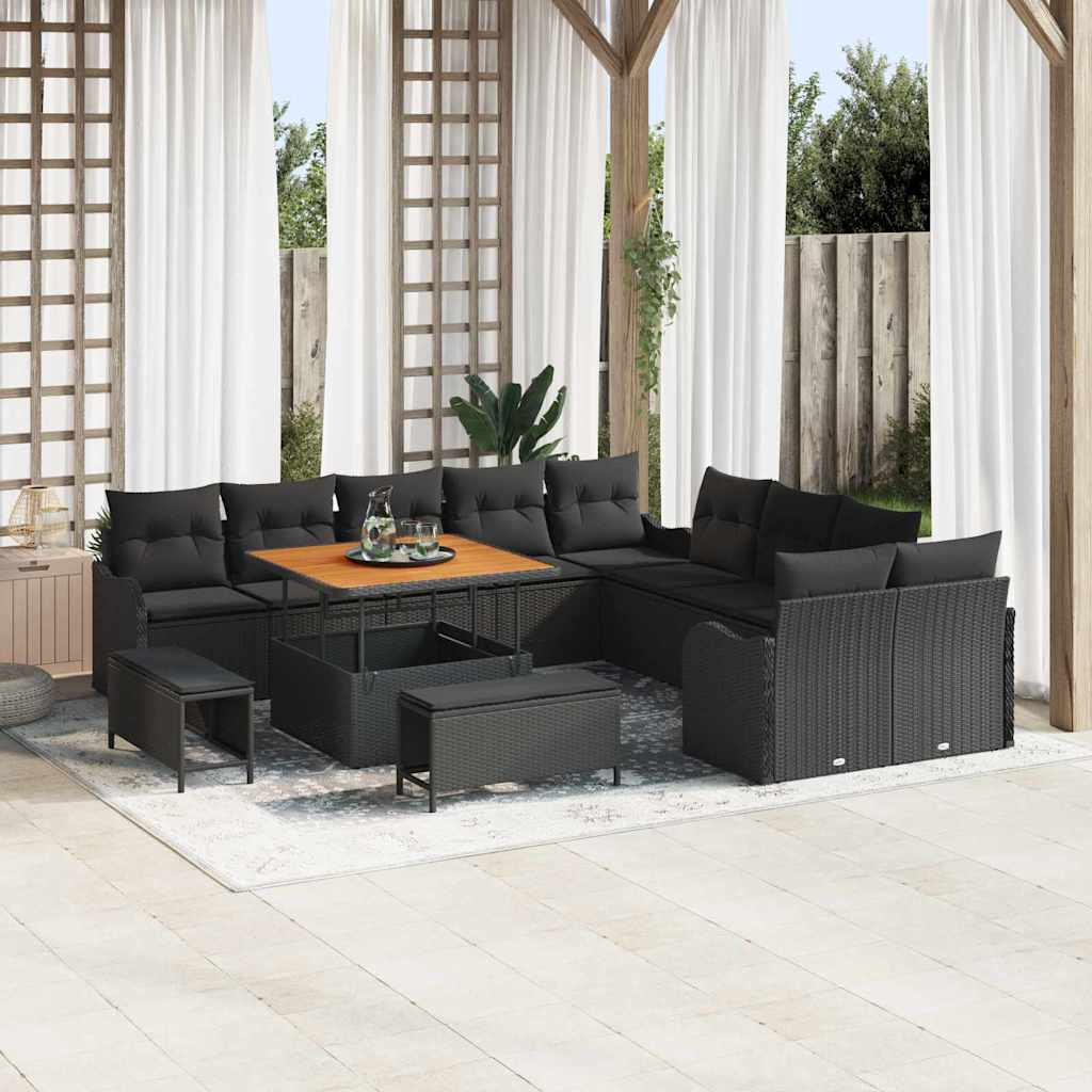 vidaXL Garten-Sofa-Set 13 pcs Schwarz Poly-Rattan
