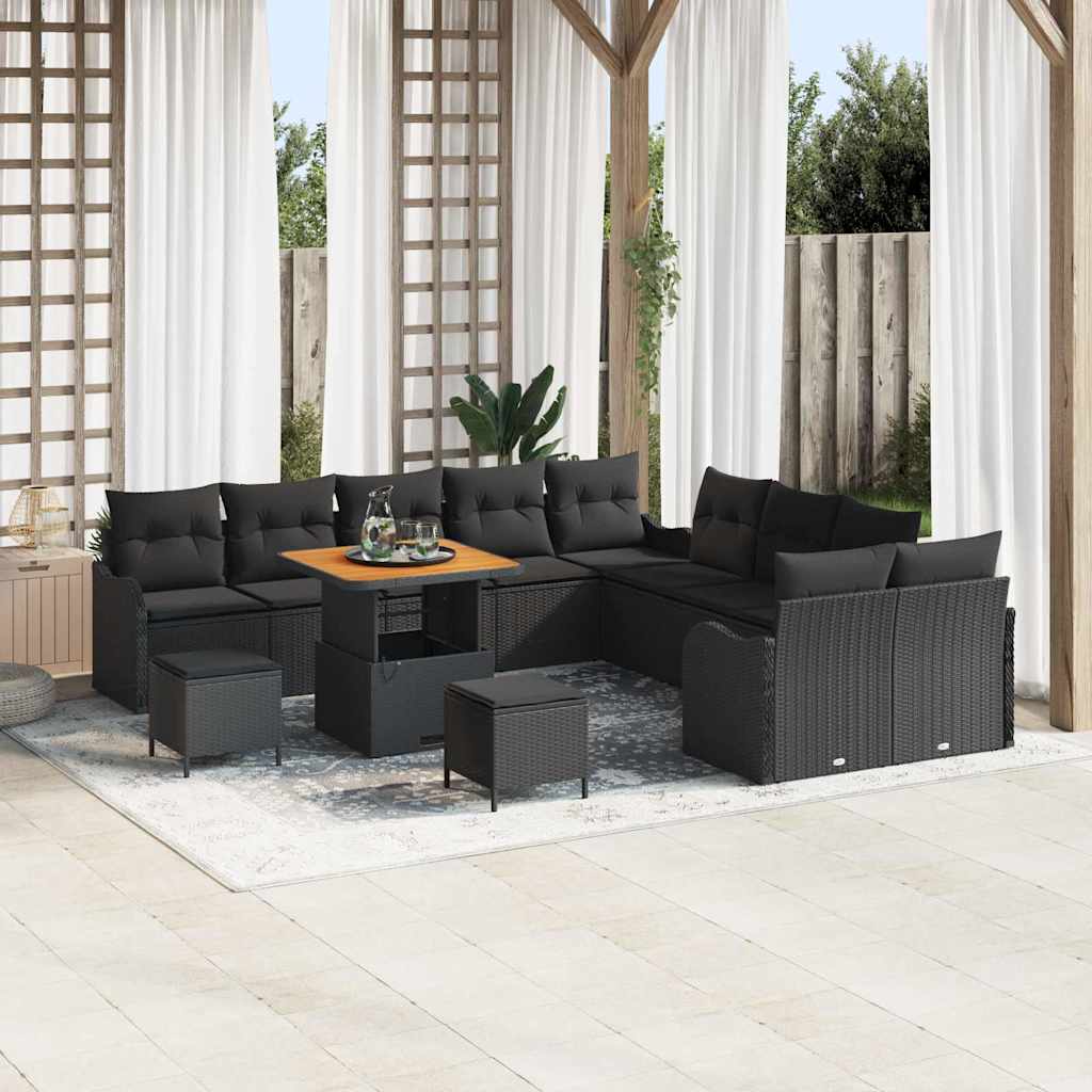 vidaXL Garten-Sofa-Set 13 pcs Schwarz Poly-Rattan