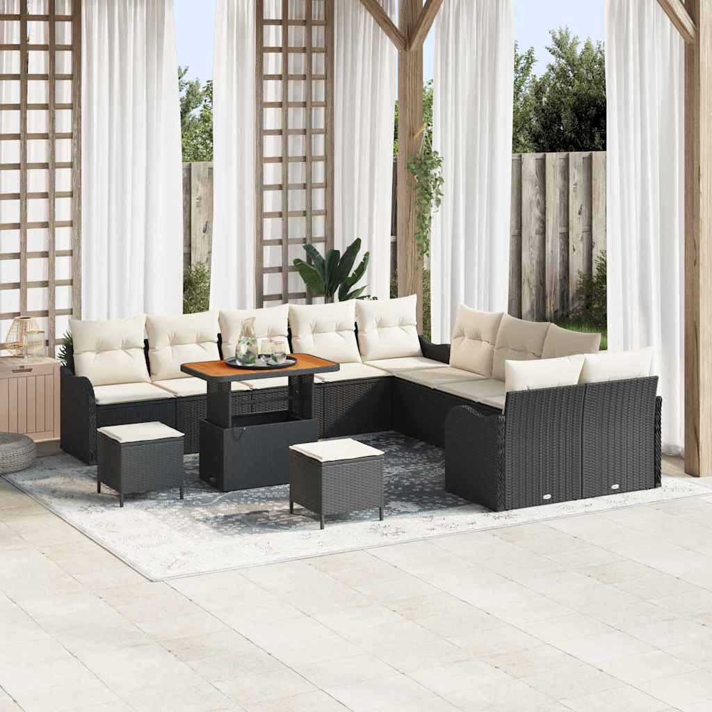 vidaXL Garten-Sofa-Set 13 pcs Schwarz Poly-Rattan