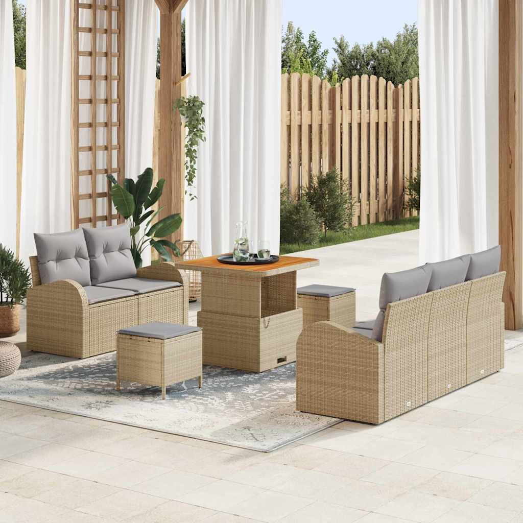 vidaXL Gartensofa-set mit Kissen 8 pcs Schwarz Poly-Rattan