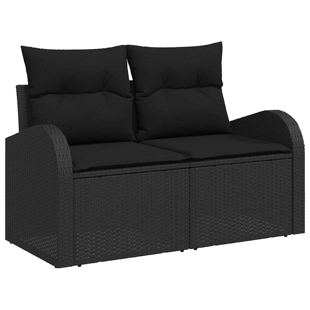 vidaXL Garten-Sofa-Set mit Kissen 11 pcs Schwarz Poly Rattan