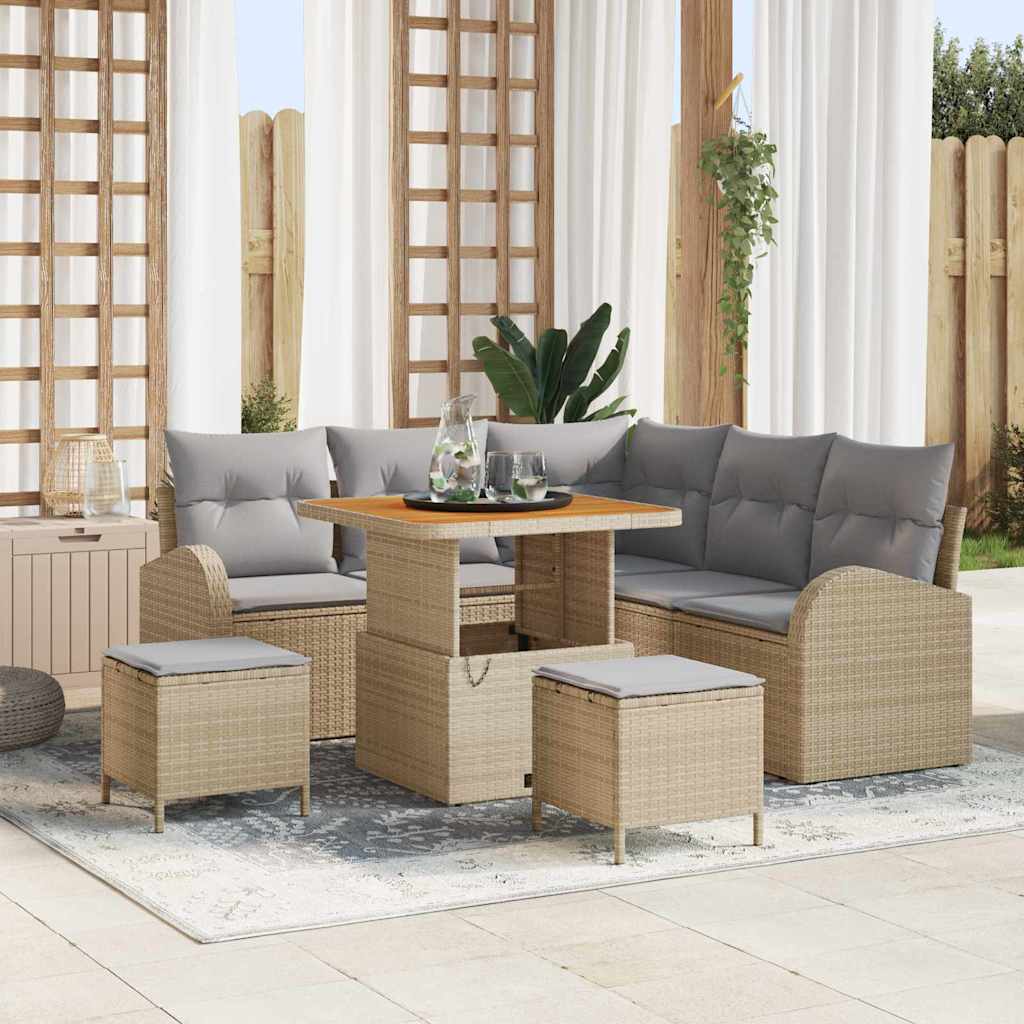 vidaXL Garten-Sofa-Set mit Kissen 8 pcs Schwarz Poly Rattan