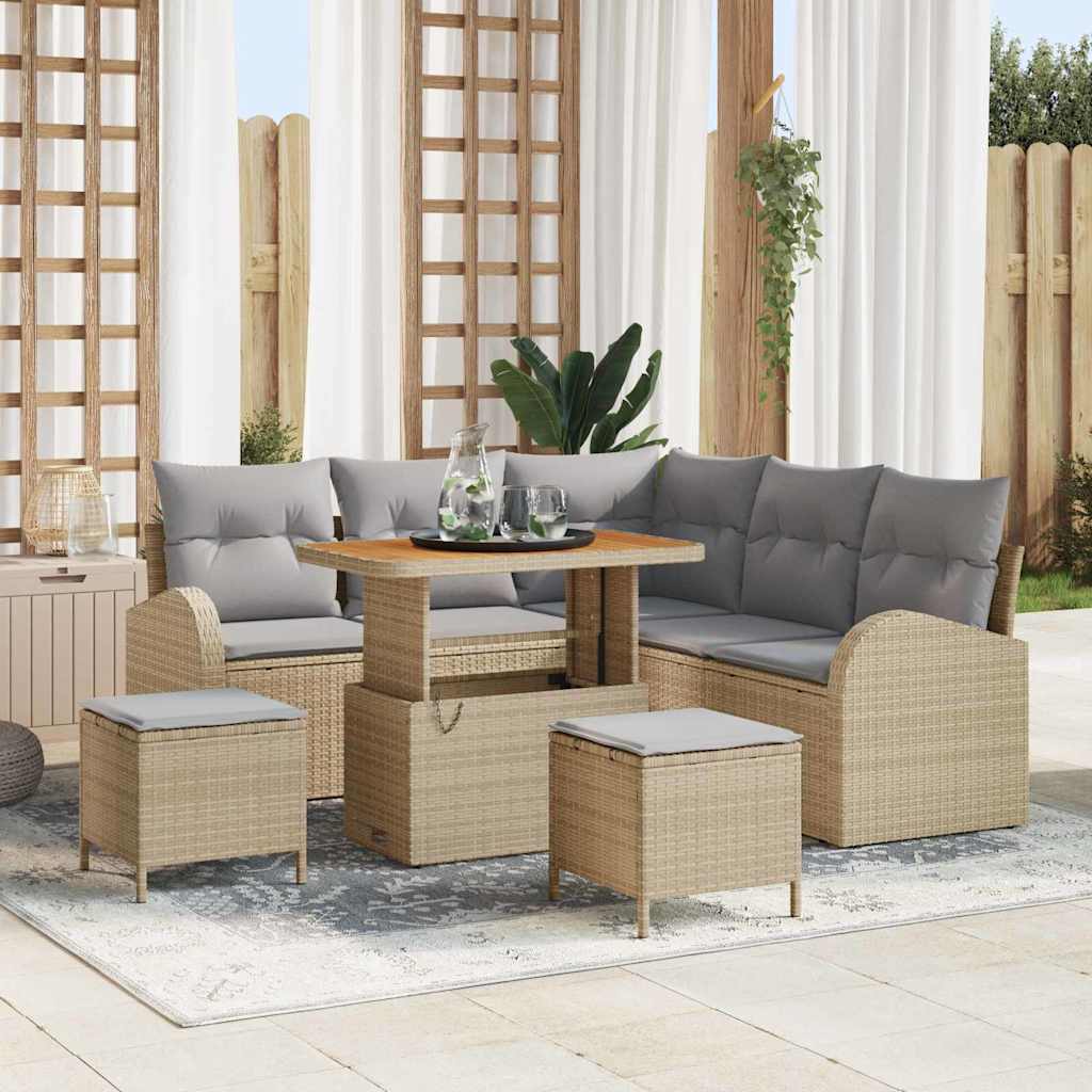 vidaXL Garten-Sofa-Set mit Kissen 8 pcs Schwarz Poly Rattan