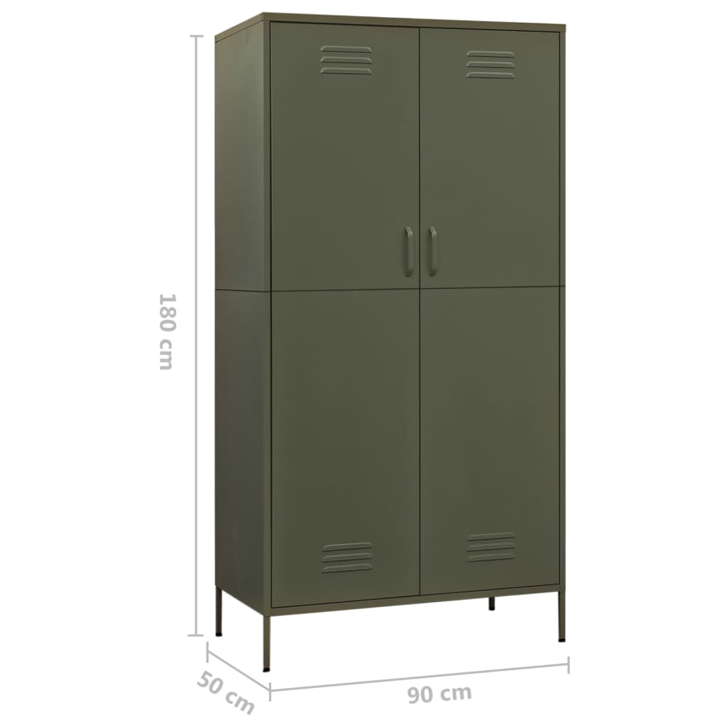 vidaXL Kleiderschrank Olivgrün 90x50x180 cm Stahl
