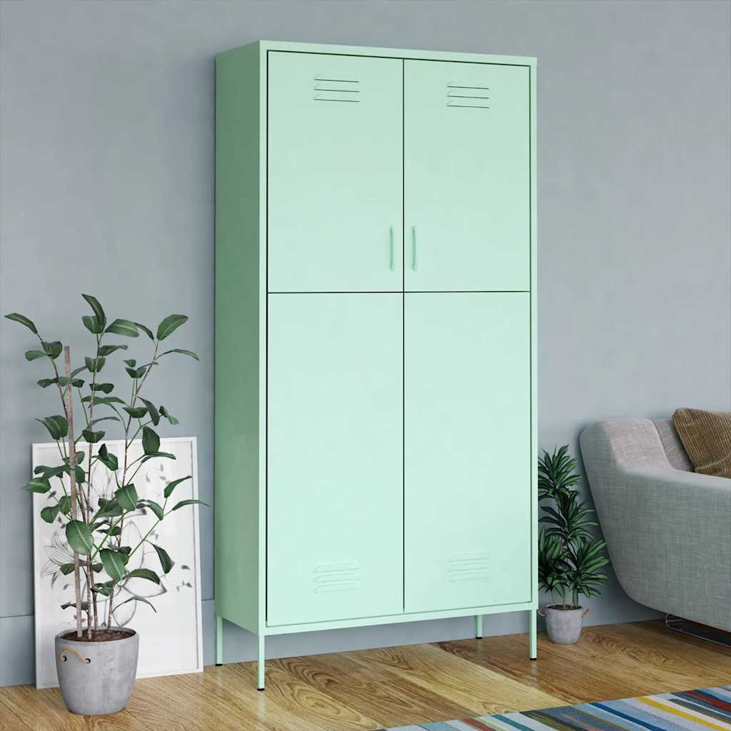 vidaXL Kleiderschrank Olivgrün 90x50x180 cm Stahl