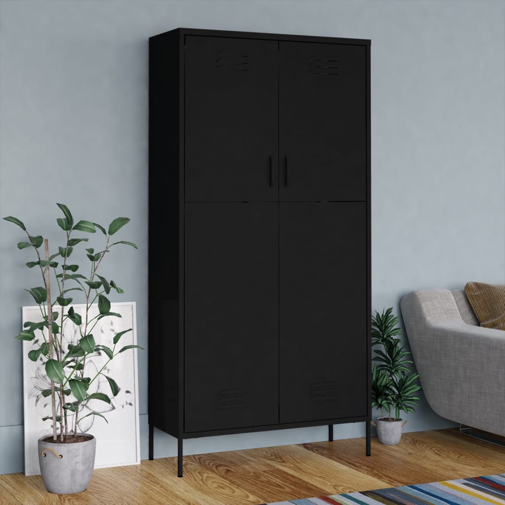 vidaXL Kleiderschrank Olivgrün 90x50x180 cm Stahl