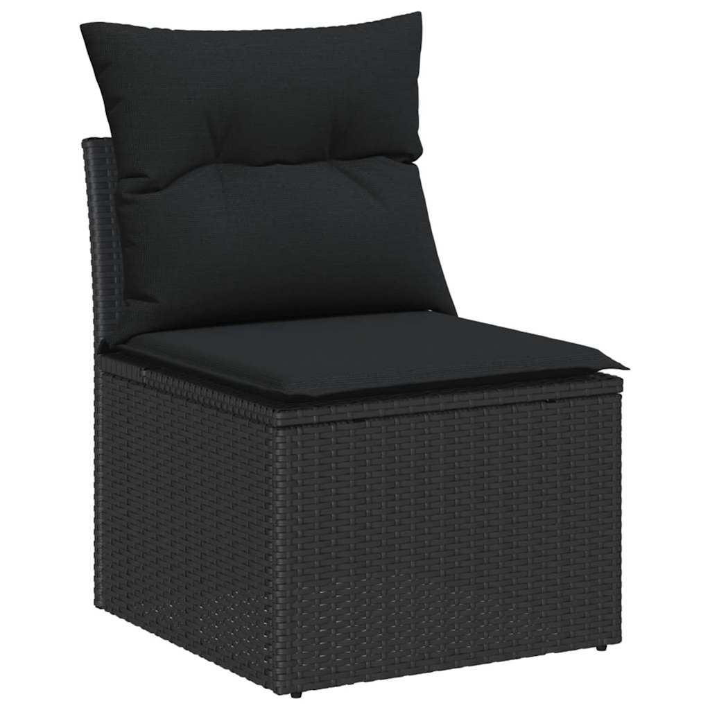vidaXL Garten-Sofa-Set mit Kissen 10 pcs Schwarz Poly Rattan