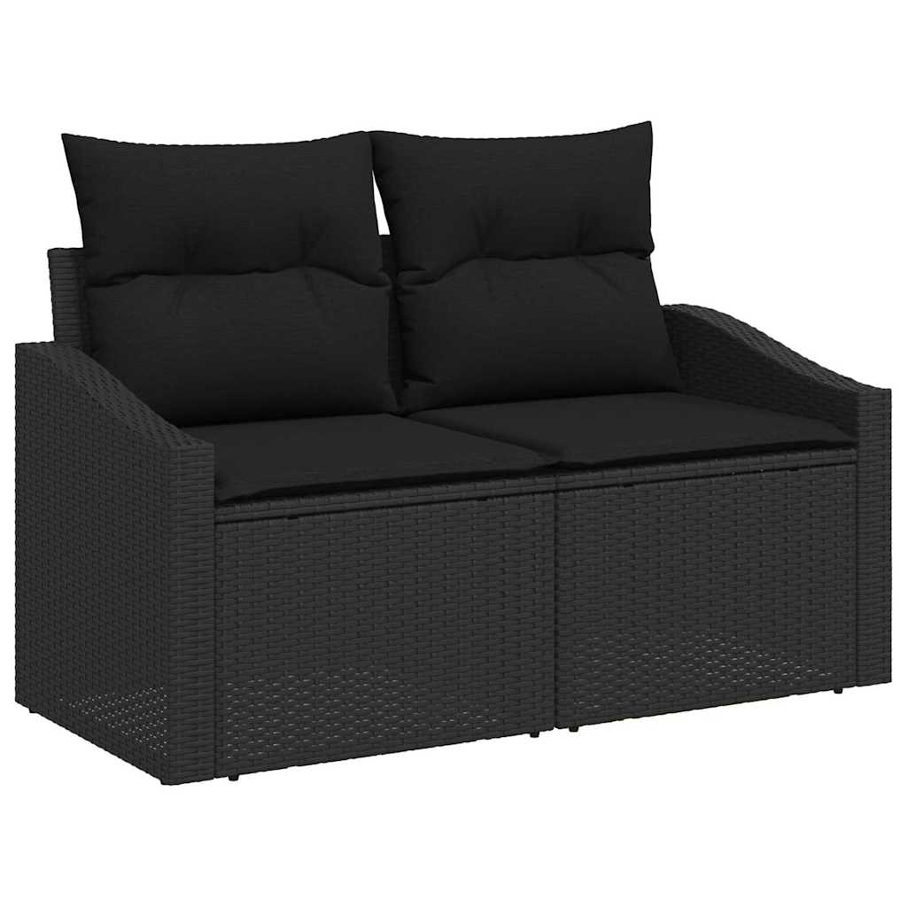 vidaXL Garten-Sofa-Set mit Kissen 10 pcs Schwarz Poly Rattan